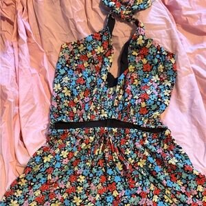 Floral Halter Summer Dress in Multicolor